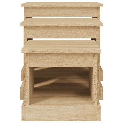 Harmonious Ascent: Set of 3 White Engineered Wood Nesting Tables