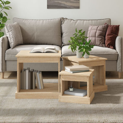 Harmonious Ascent: Set of 3 White Engineered Wood Nesting Tables