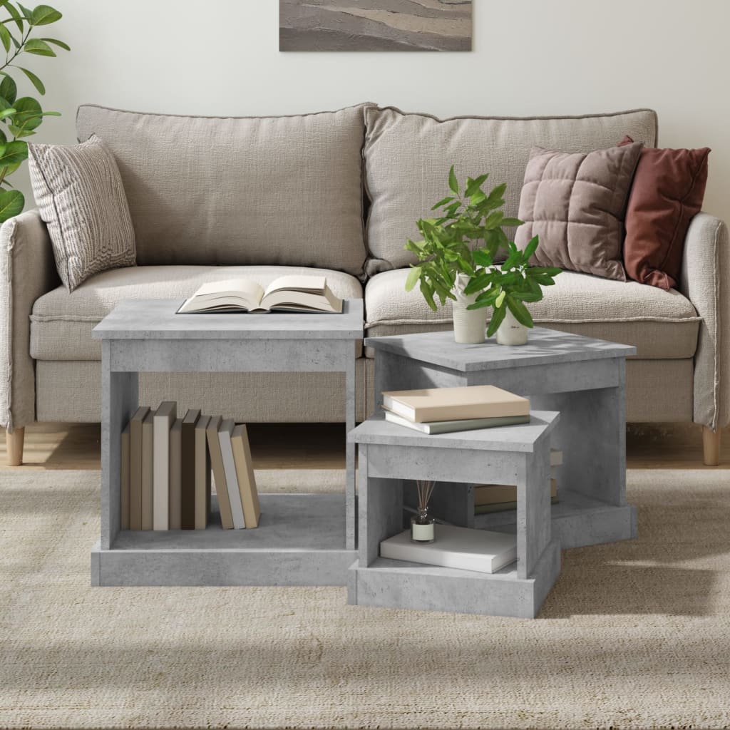 Harmonious Ascent: Set of 3 White Engineered Wood Nesting Tables