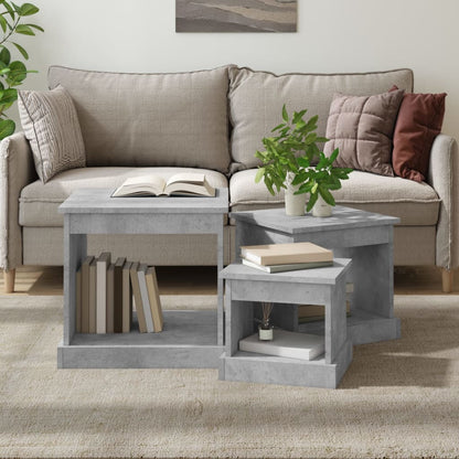 Harmonious Ascent: Set of 3 White Engineered Wood Nesting Tables