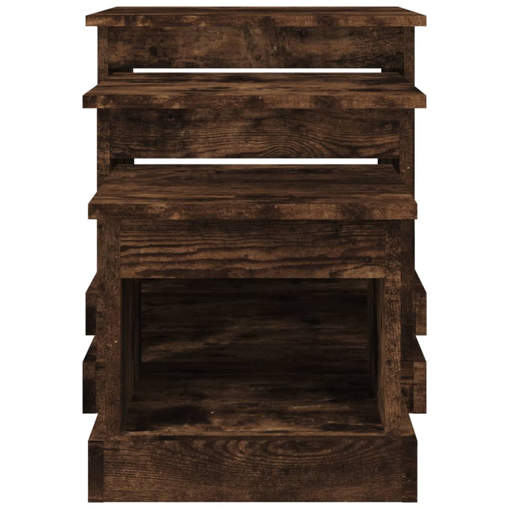 Harmonious Ascent: Set of 3 White Engineered Wood Nesting Tables