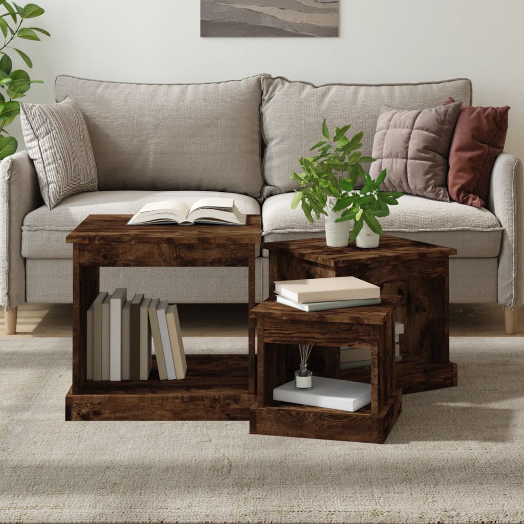 Harmonious Ascent: Set of 3 White Engineered Wood Nesting Tables