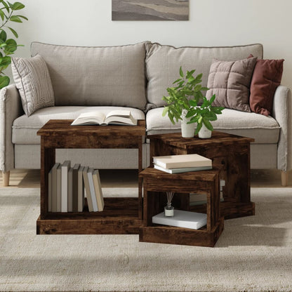 Harmonious Ascent: Set of 3 White Engineered Wood Nesting Tables