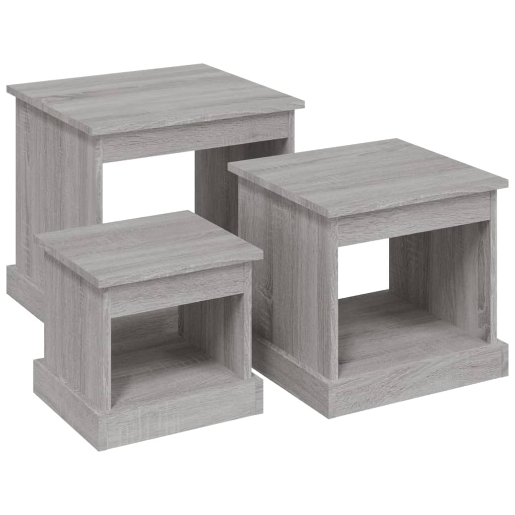 Harmonious Ascent: Set of 3 White Engineered Wood Nesting Tables
