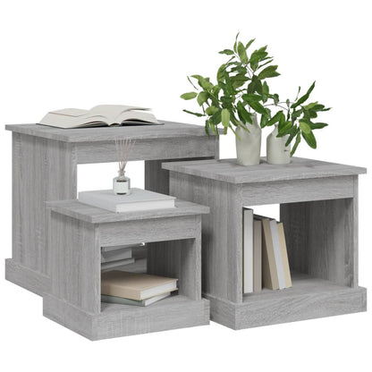 Harmonious Ascent: Set of 3 White Engineered Wood Nesting Tables