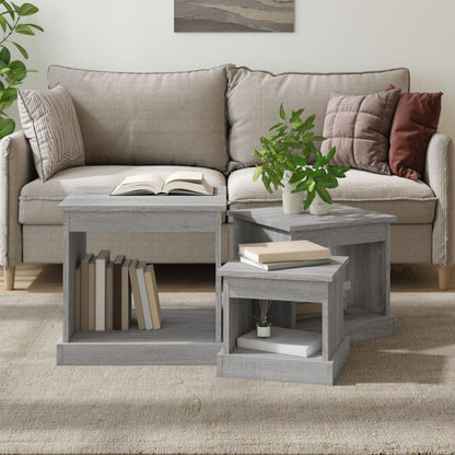Harmonious Ascent: Set of 3 White Engineered Wood Nesting Tables
