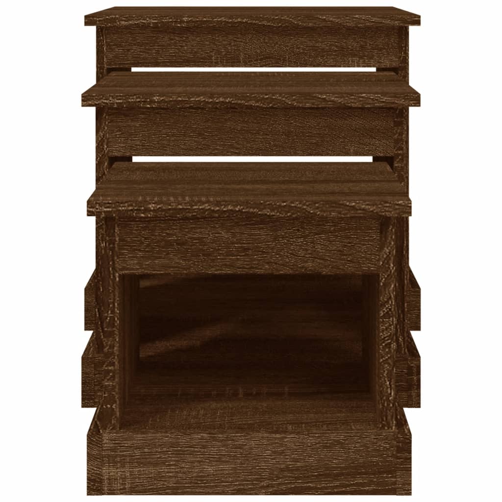 Harmonious Ascent: Set of 3 White Engineered Wood Nesting Tables
