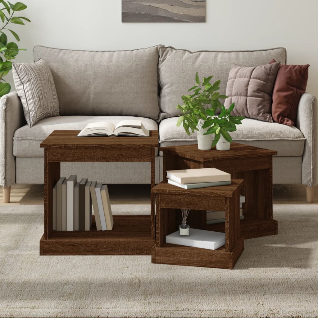 Harmonious Ascent: Set of 3 White Engineered Wood Nesting Tables