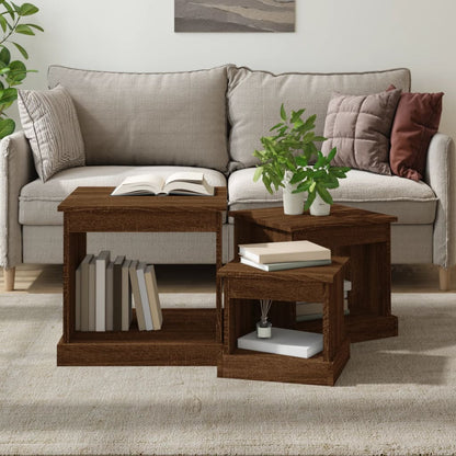Harmonious Ascent: Set of 3 White Engineered Wood Nesting Tables