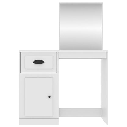Elegance in White: Engineered Wood Dressing Table with Mirror