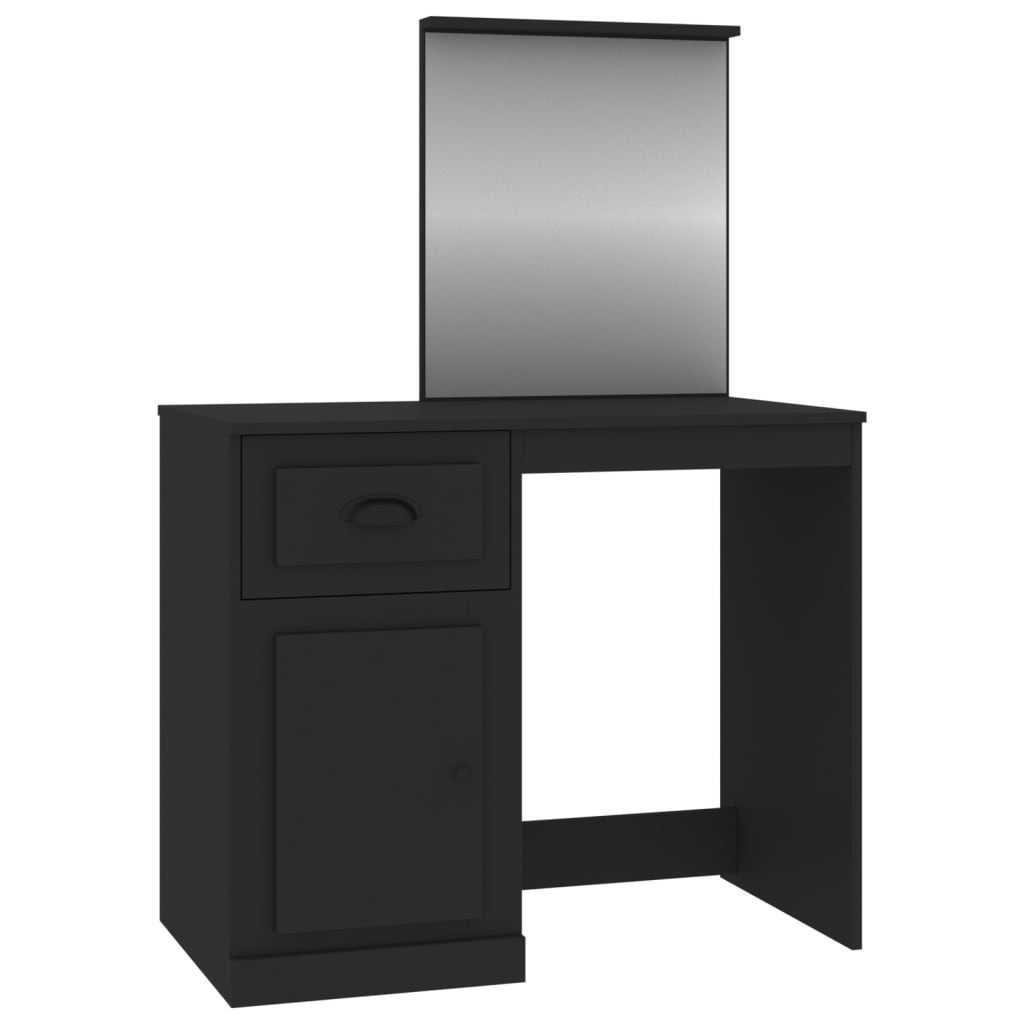 Elegance in White: Engineered Wood Dressing Table with Mirror