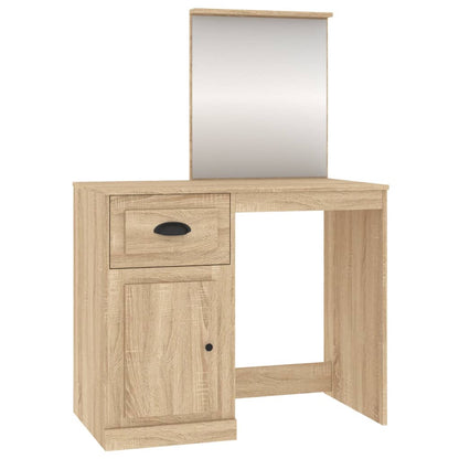 Elegance in White: Engineered Wood Dressing Table with Mirror