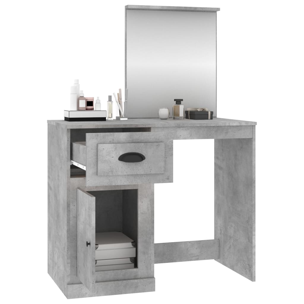 Elegance in White: Engineered Wood Dressing Table with Mirror