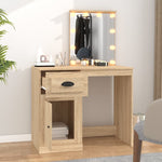 Elegance in Sonoma Oak: Engineered Wood Dressing Table with LED