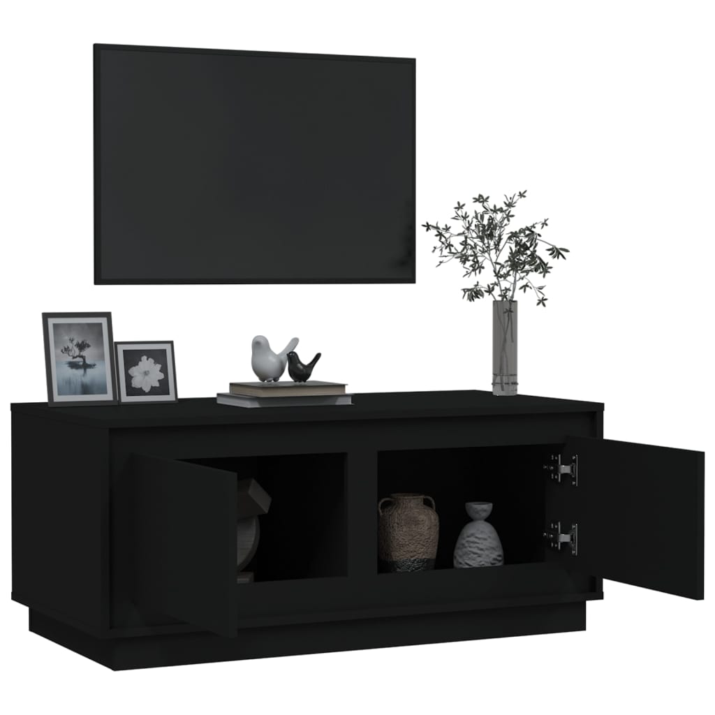 Ebon Aura: Black Engineered Wood Coffee Table for Contemporary Charm