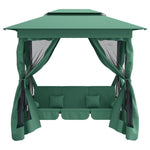 Verdant Oasis: Swing Bench Garden Gazebo with Green Fabric & Steel