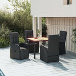 Contemporary Cushioned Garden Dining Set: 5-Piece Grey Poly Rattan