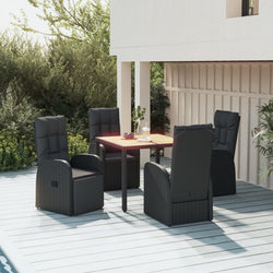 Contemporary Cushioned Garden Dining Set: 5-Piece Grey Poly Rattan