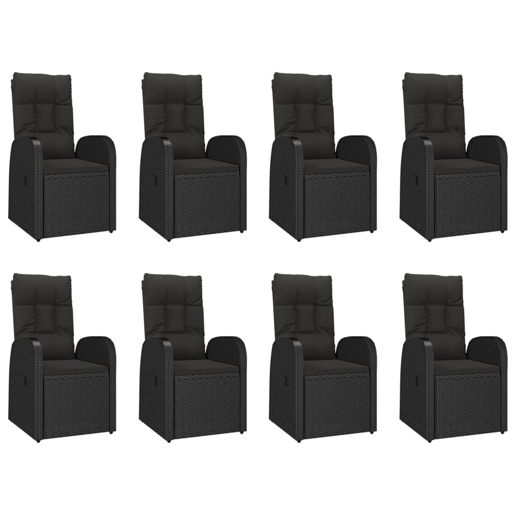 Elegant Oasis: 9-Piece Black Rattan Garden Dining Set