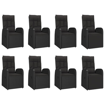 Elegant Oasis: 9-Piece Black Rattan Garden Dining Set
