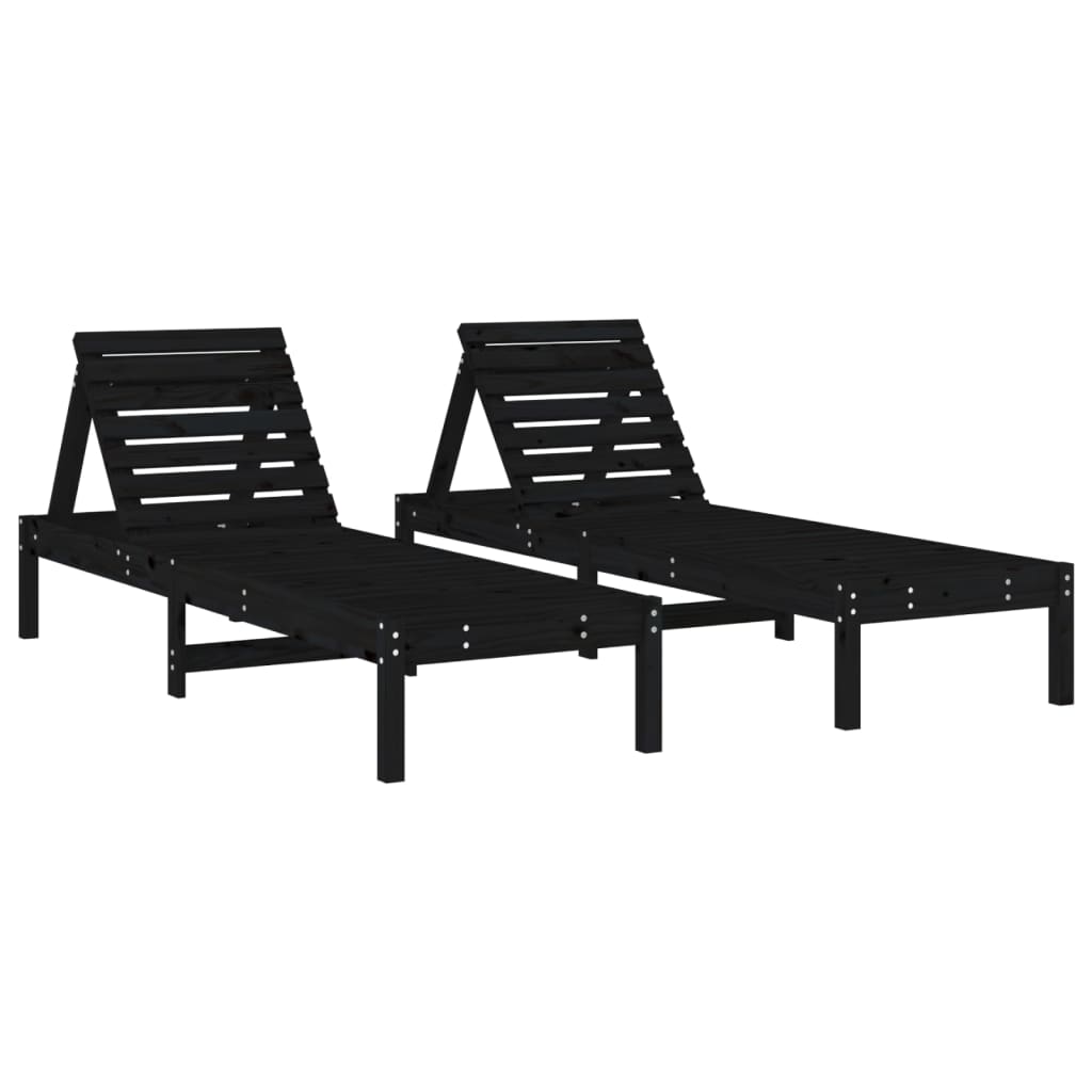 Minimalist Sun Loungers 2 pcs Black Patio Setup Modern Living 