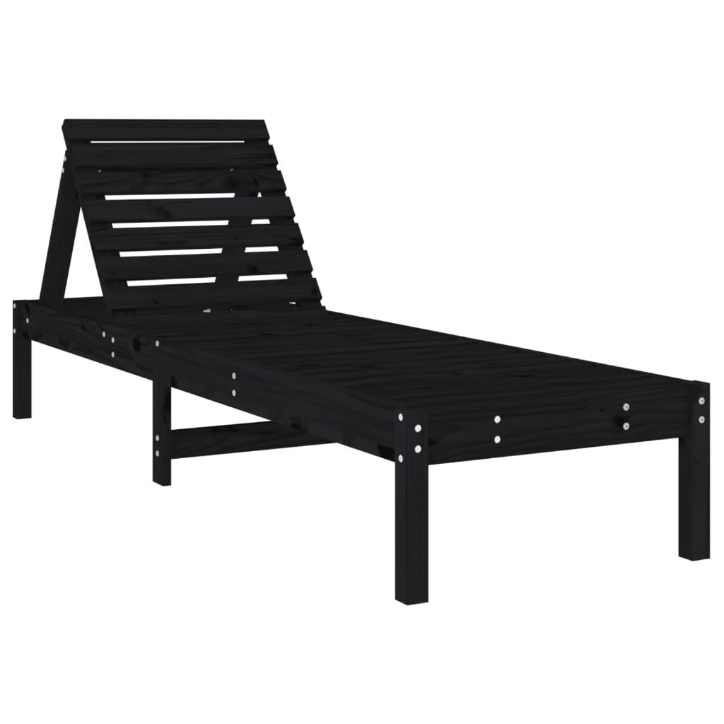 Minimalist Sun Loungers 2 pcs Black Patio Setup Modern Living 
