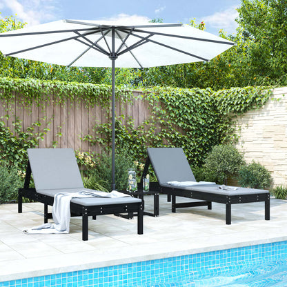 Minimalist Sun Loungers 2 pcs Black Patio Setup Modern Living 