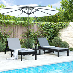 Minimalist Sun Loungers 2 pcs Black Patio Setup Modern Living 