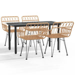 Rattan Noir Dining Elegance: 5-Piece Garden Dining Set in Black Poly Rattan