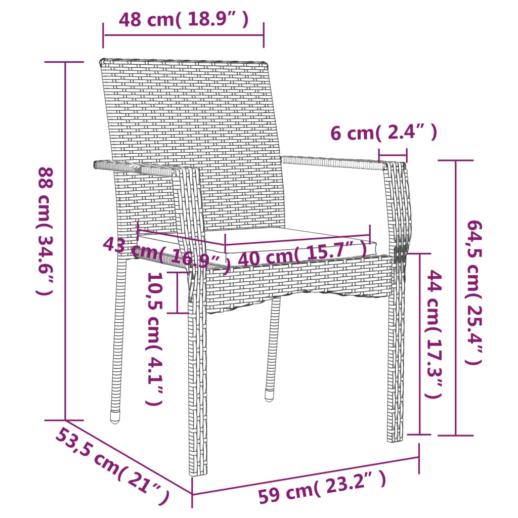 Space Saving 3 Piece Garden Dining Set Relaxing Seating Summer 