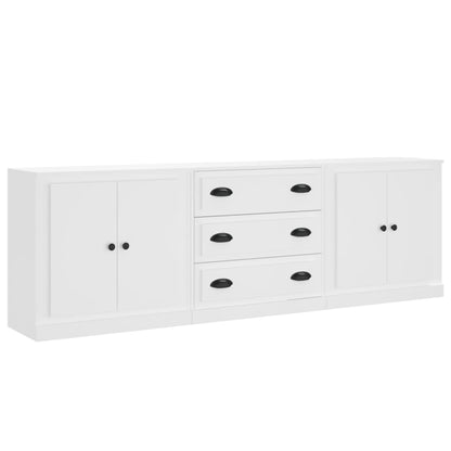 Trio Elegance: White Engineered Wood Sideboards Set
