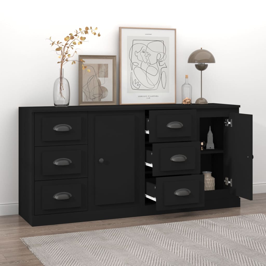 Contemporary Set of 2 White Engineered Wood Buffets