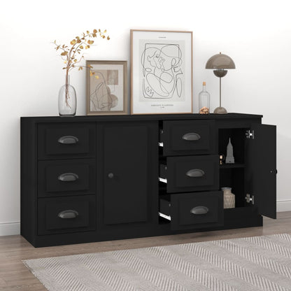 Contemporary Set of 2 White Engineered Wood Buffets