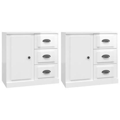 Contemporary Set of 2 White Engineered Wood Buffets