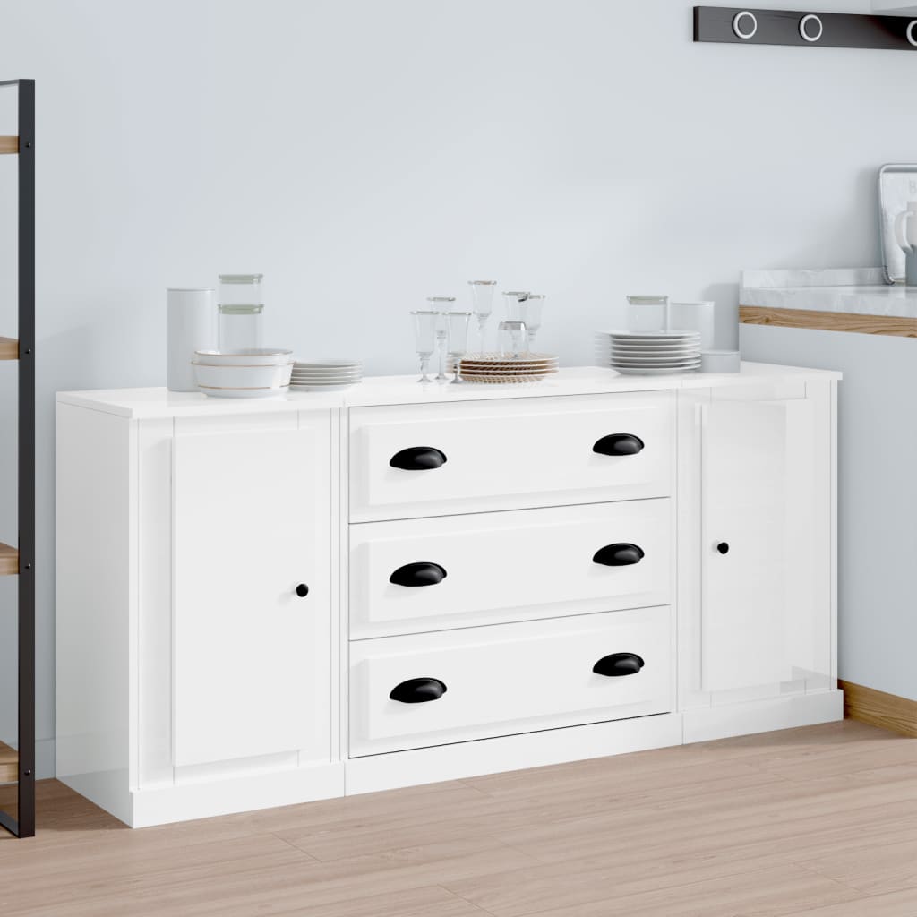 Elegant 3-Piece White Engineered Wood Dining Ensemble
