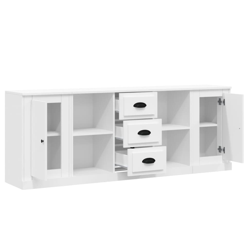 Elegant 3-Piece White Engineered Wood Sideboard Set