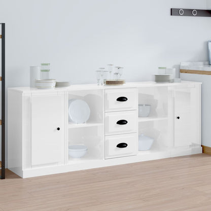 Elegant 3-Piece White Engineered Wood Sideboard Set