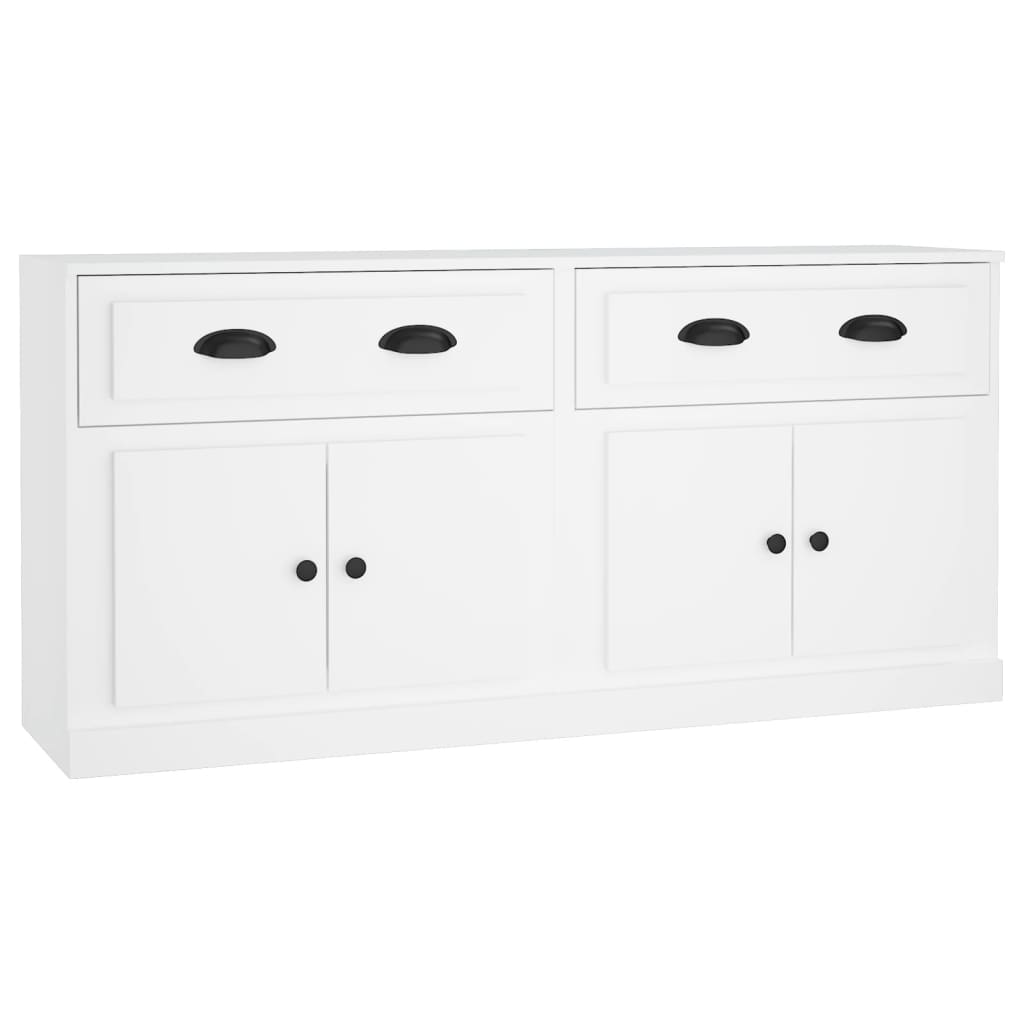 Elegant 2-Piece White Engineered Wood Sideboard Set