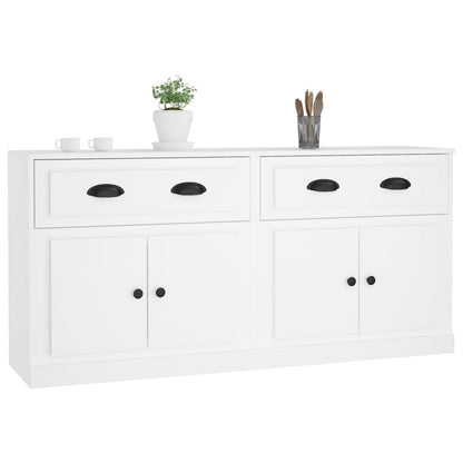 Elegant 2-Piece White Engineered Wood Sideboard Set