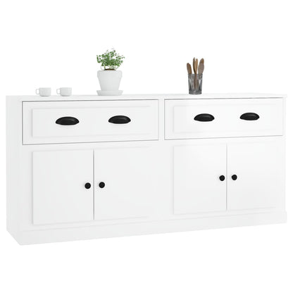Elegant 2-Piece White Engineered Wood Sideboard Set