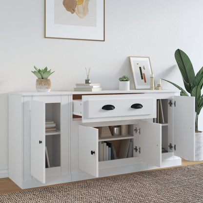 Contemporary Trio of White Engineered Wood Sideboards