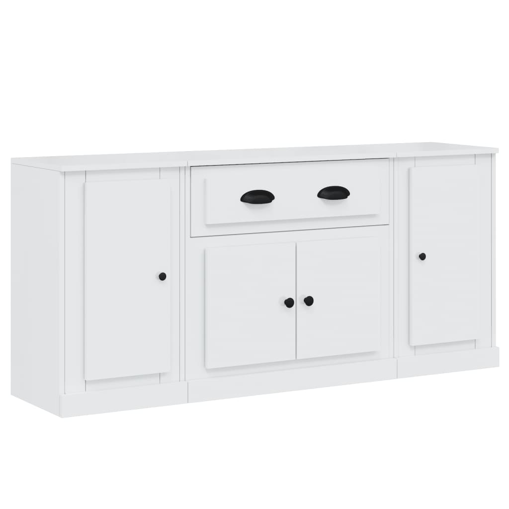 Contemporary Trio of White Engineered Wood Sideboards