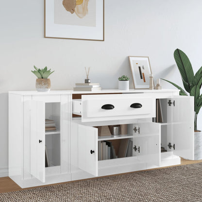 Contemporary Trio of White Engineered Wood Sideboards