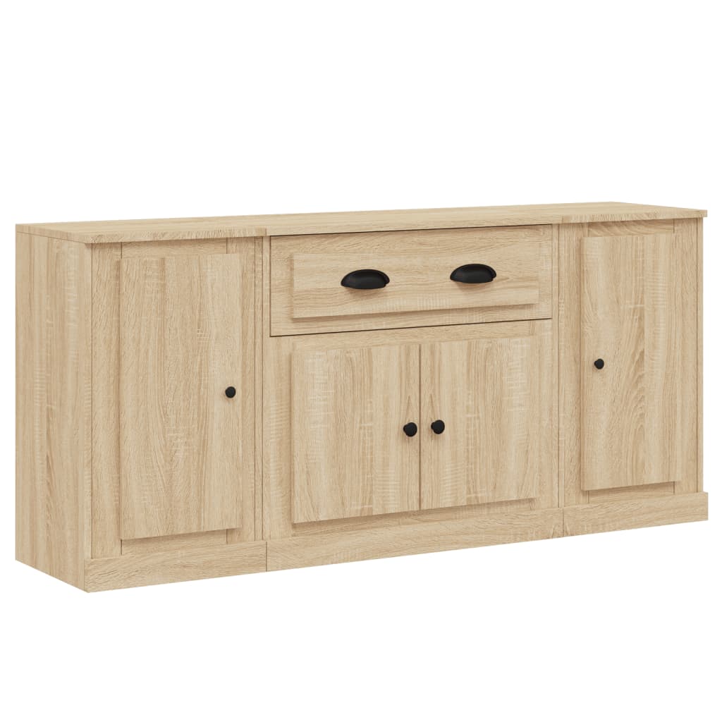 Contemporary Trio of White Engineered Wood Sideboards