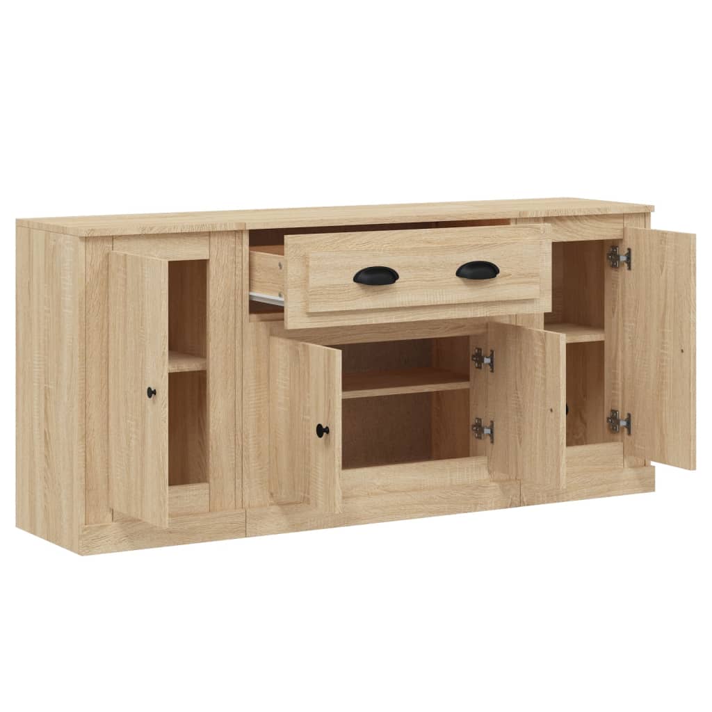 Contemporary Trio of White Engineered Wood Sideboards
