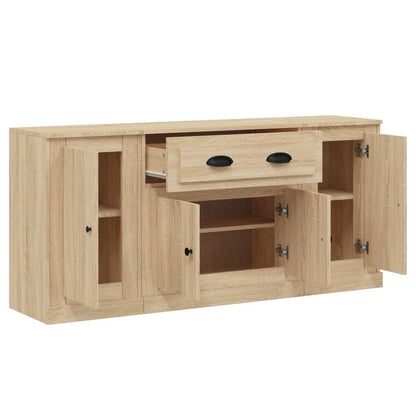 Contemporary Trio of White Engineered Wood Sideboards