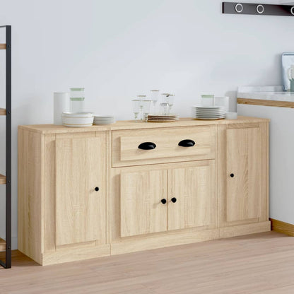Contemporary Trio of White Engineered Wood Sideboards