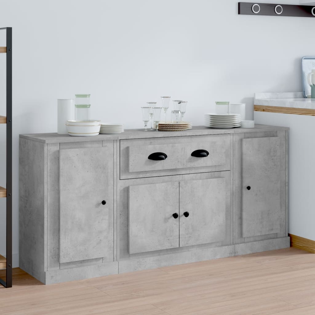 Contemporary Trio of White Engineered Wood Sideboards