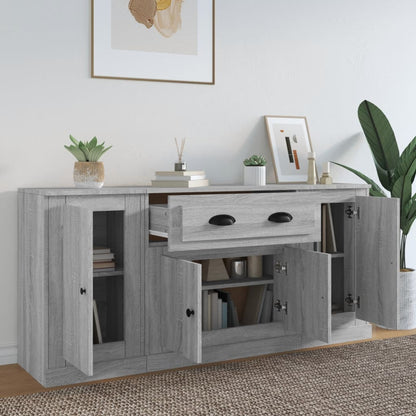 Contemporary Trio of White Engineered Wood Sideboards