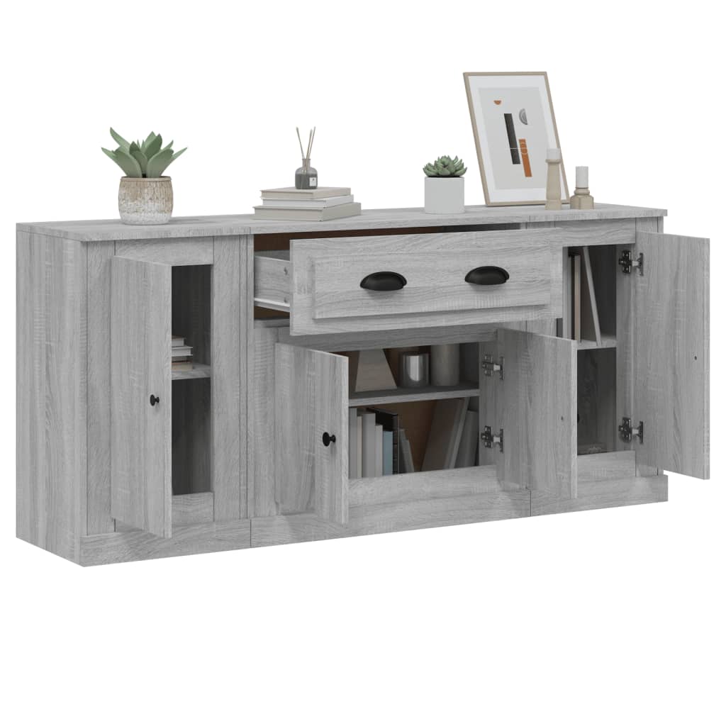 Contemporary Trio of White Engineered Wood Sideboards